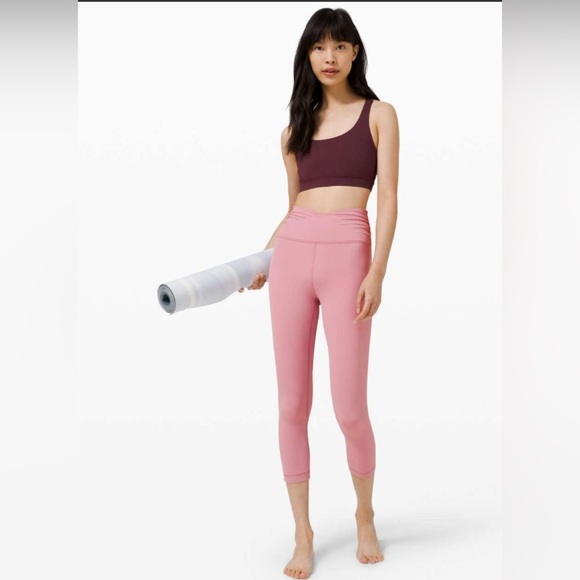 EUC Lululemon Align Crop Cross Waist Leggings 21" Pink Taupe - Picture 1 of 6